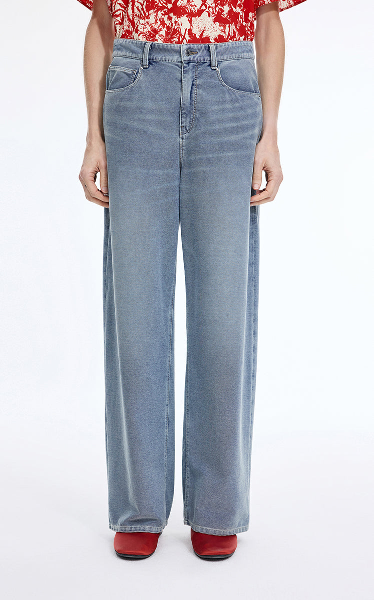 Trousers / JNBY Cool-Touch Wide Leg Knit Denim Pants
