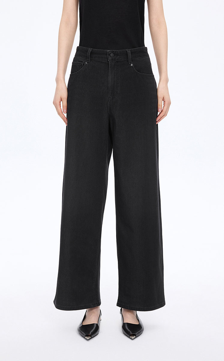 Trousers / JNBY Cool-Touch Wide Leg Knit Denim Pants