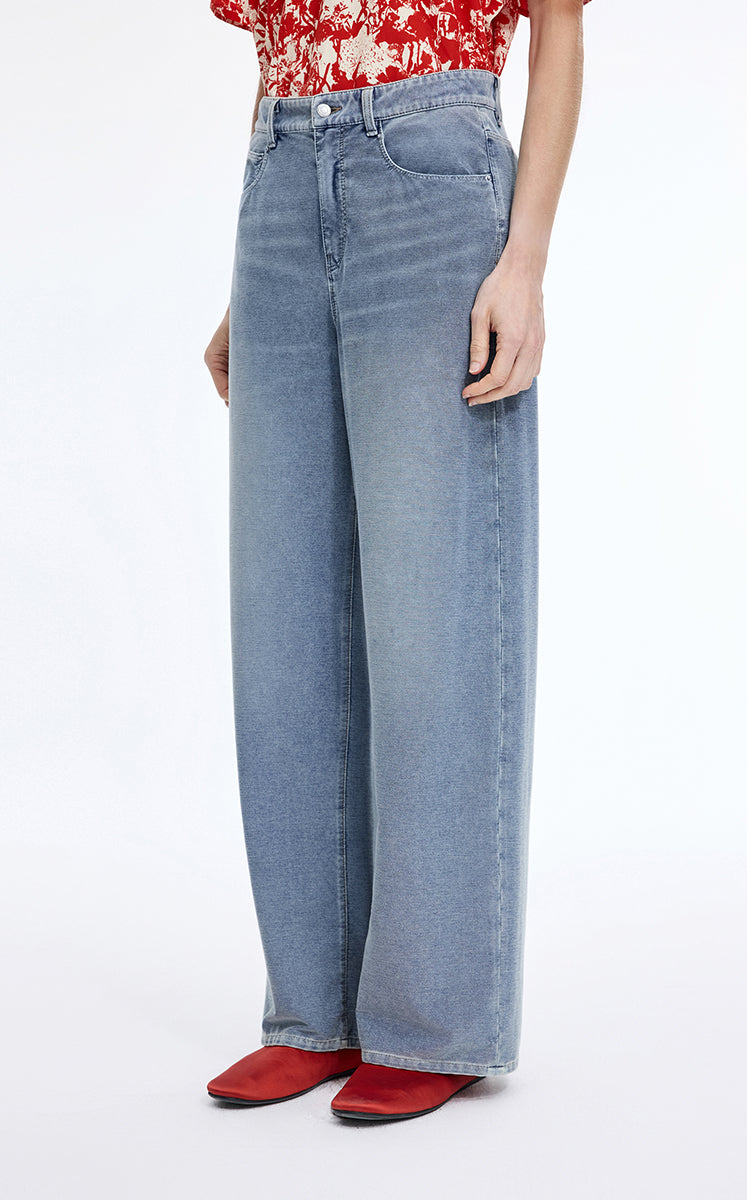 Trousers / JNBY Cool-Touch Wide Leg Knit Denim Pants