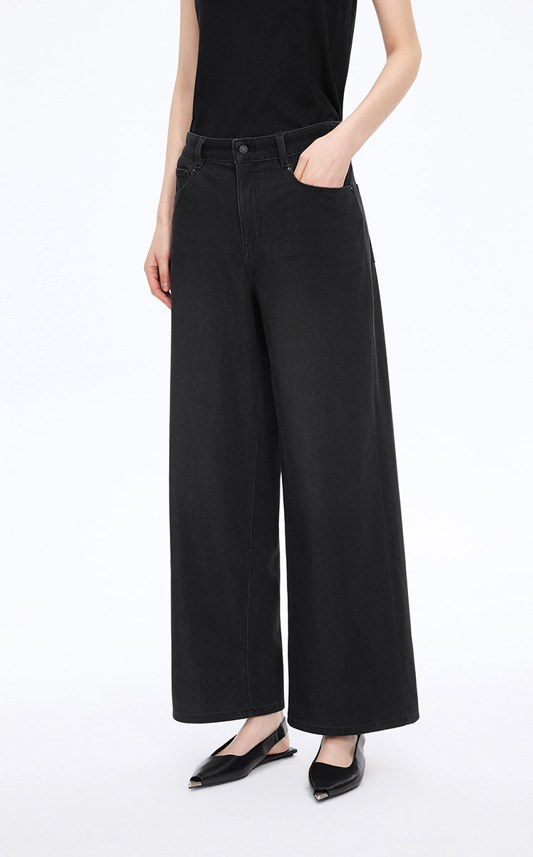 Trousers / JNBY Cool-Touch Wide Leg Knit Denim Pants
