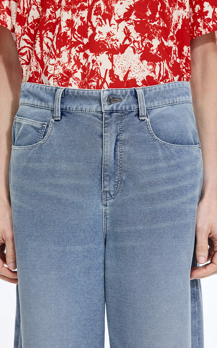 Trousers / JNBY Cool-Touch Wide Leg Knit Denim Pants
