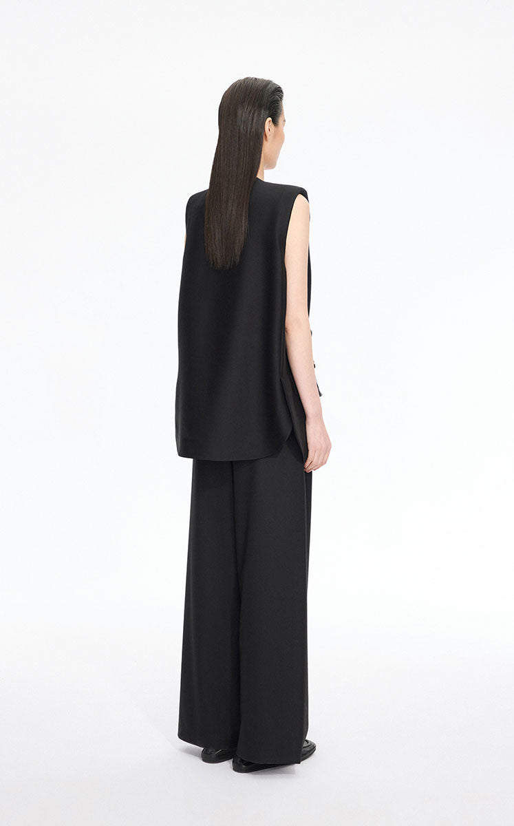 Vest / JNBY Crew Neck Wool Silk Blend Mid-Length Vest