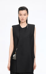 Vest / JNBY Crew Neck Wool Silk Blend Mid-Length Vest