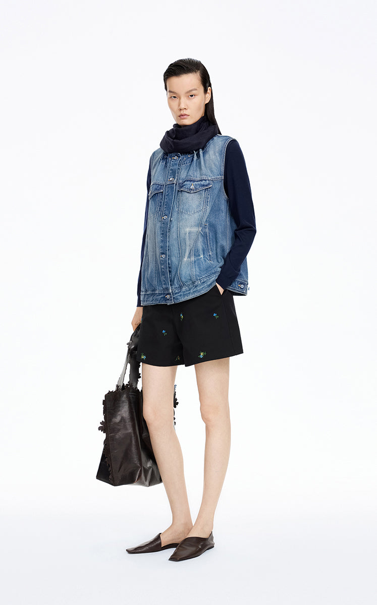 Vest / JNBY Drawstring Denim Mid-Length Vest