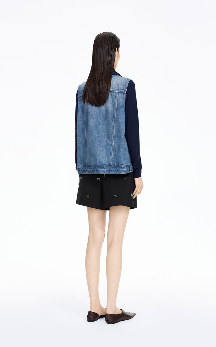 Vest / JNBY Drawstring Denim Mid-Length Vest
