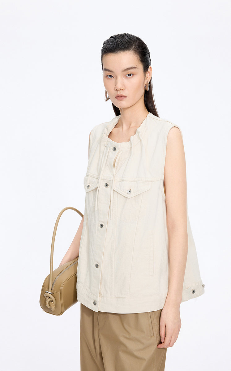 Vest / JNBY Drawstring Denim Mid-Length Vest