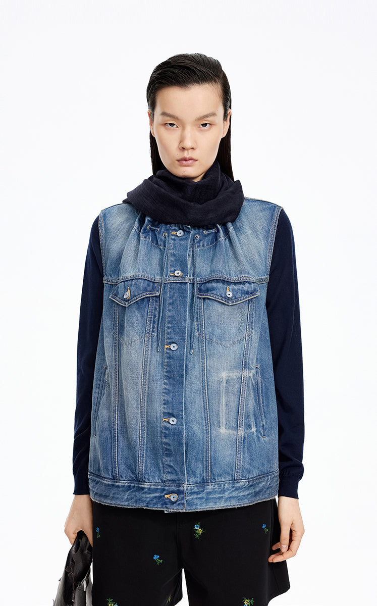 Vest / JNBY Drawstring Denim Mid-Length Vest