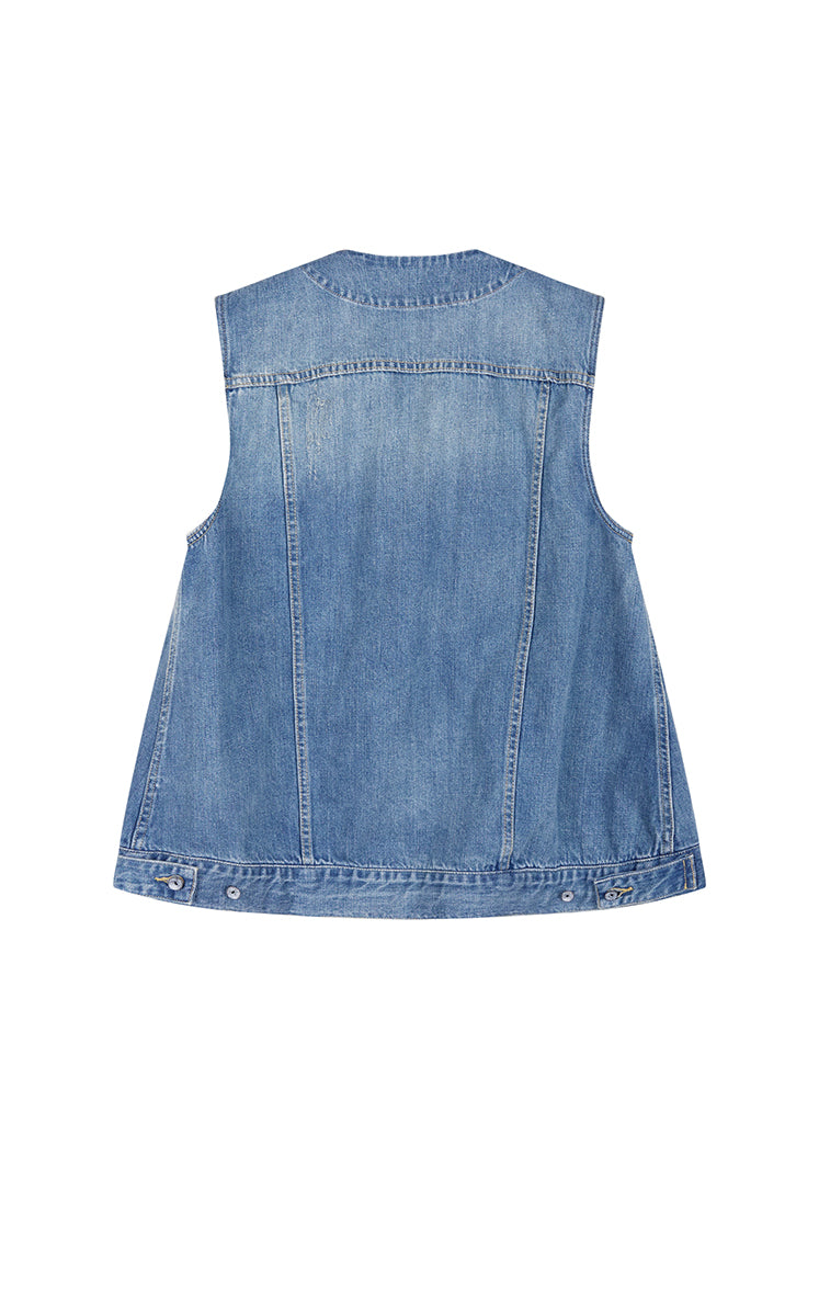 Vest / JNBY Drawstring Denim Mid-Length Vest
