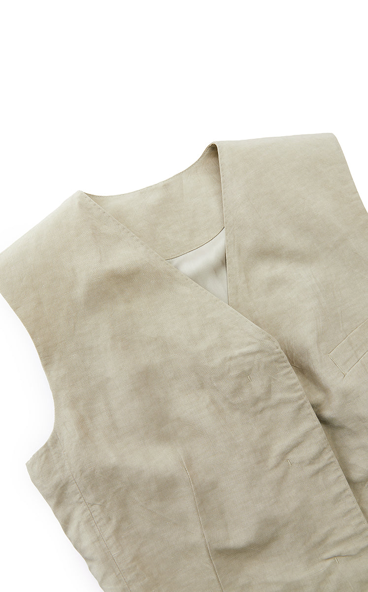 Vest / JNBY Textured Linen Blend Cropped Vest