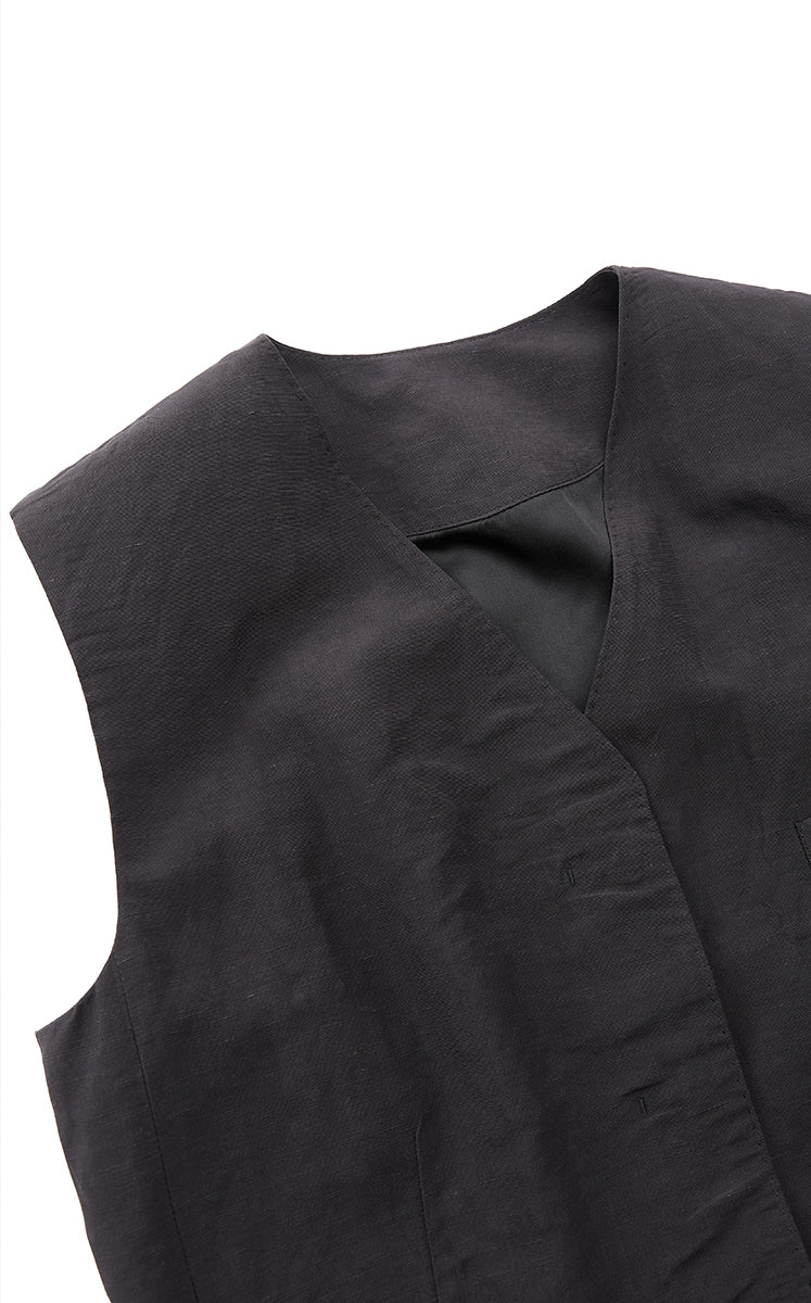 Vest / JNBY Textured Linen Blend Cropped Vest