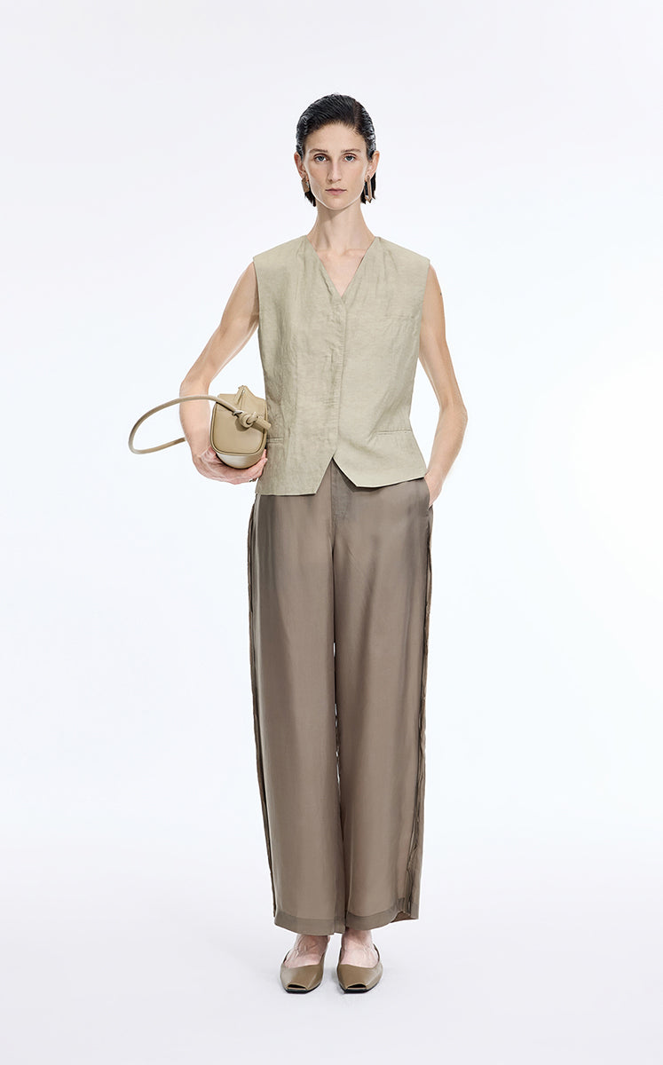 Vest / JNBY Textured Linen Blend Cropped Vest