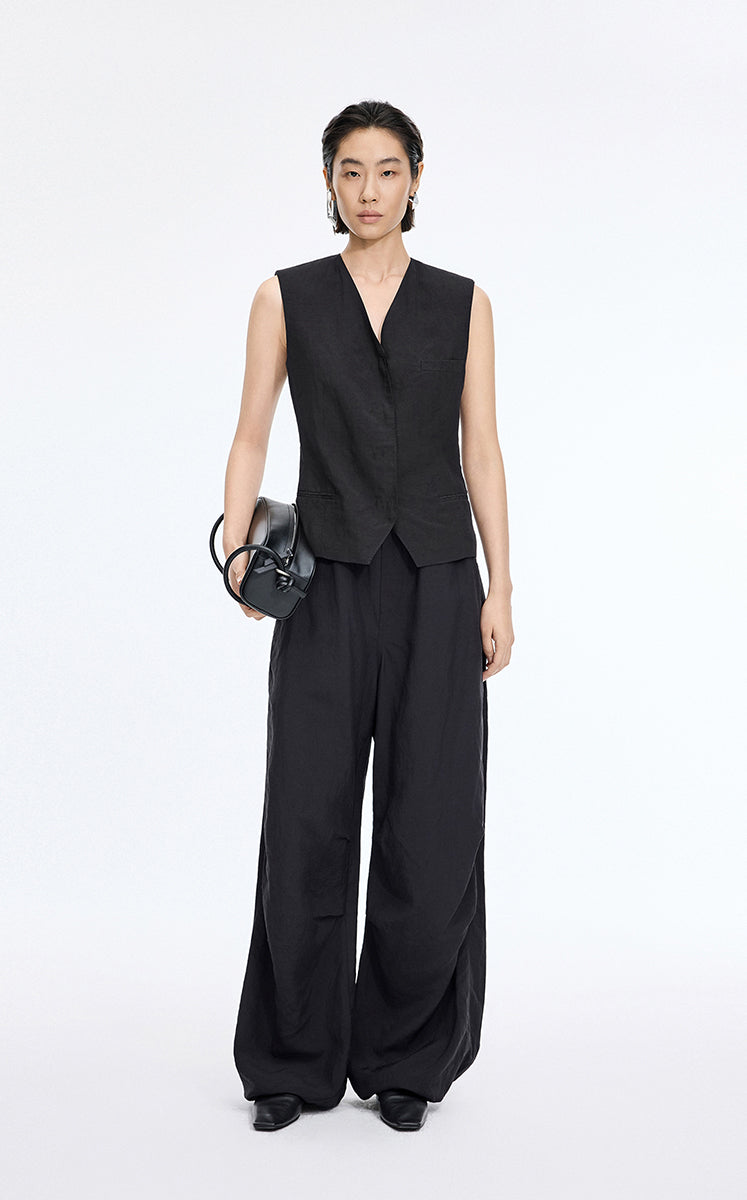 Vest / JNBY Textured Linen Blend Cropped Vest