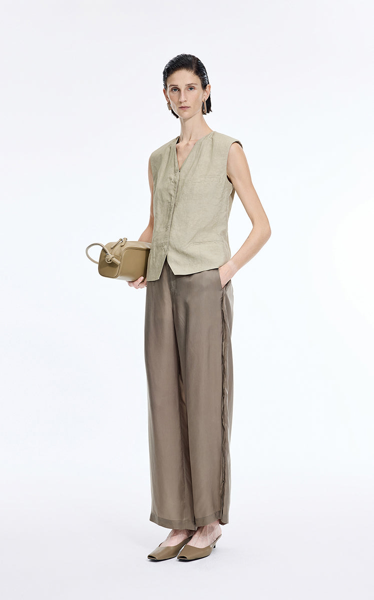 Vest / JNBY Textured Linen Blend Cropped Vest