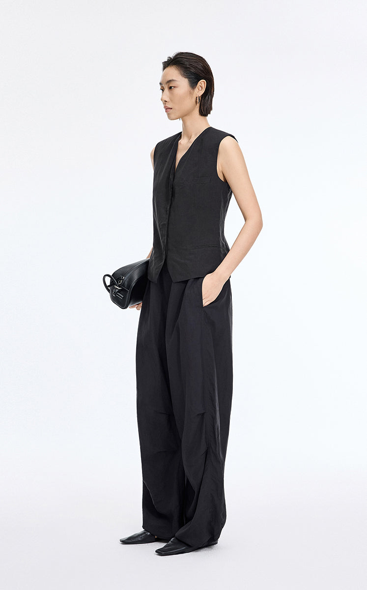 Vest / JNBY Textured Linen Blend Cropped Vest