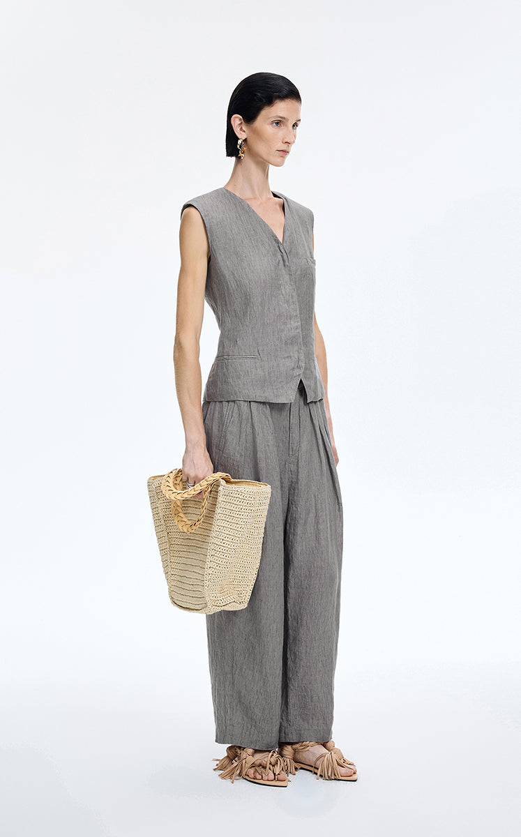 Vest / JNBY Textured Linen Blend Cropped Vest