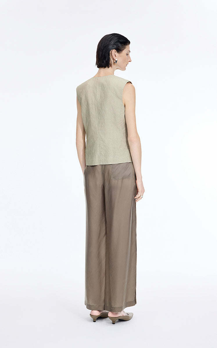 Vest / JNBY Textured Linen Blend Cropped Vest