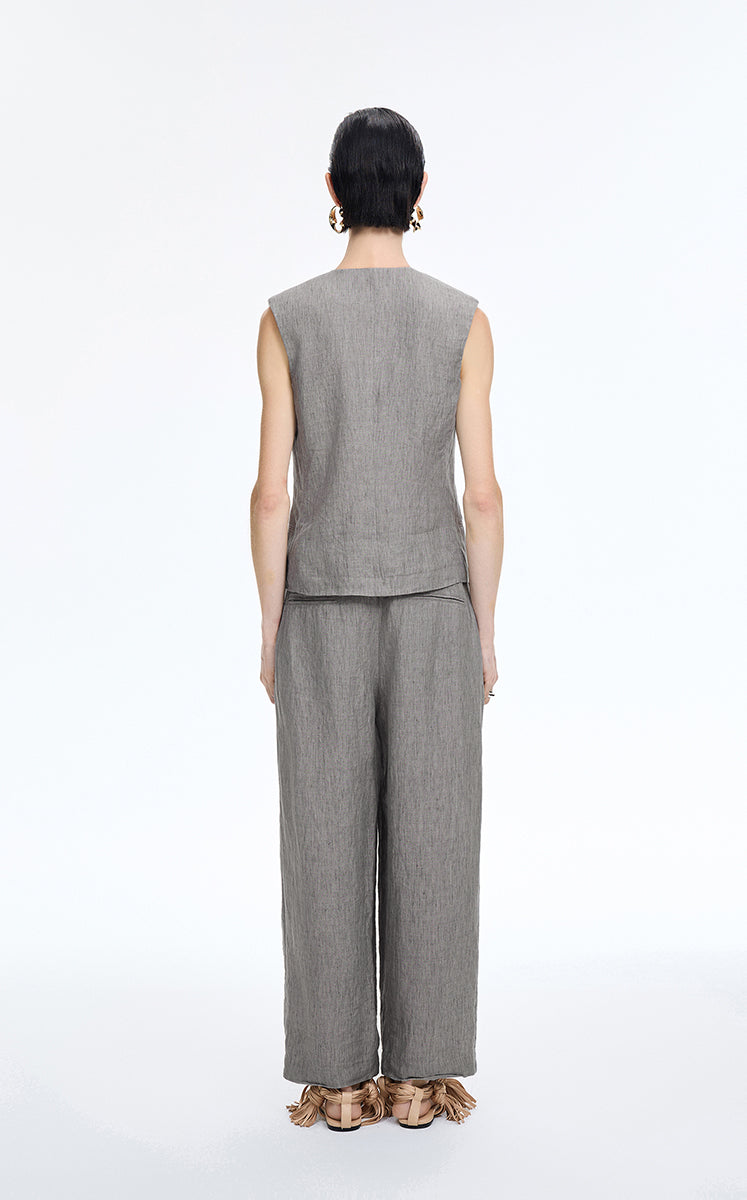 Vest / JNBY Textured Linen Blend Cropped Vest