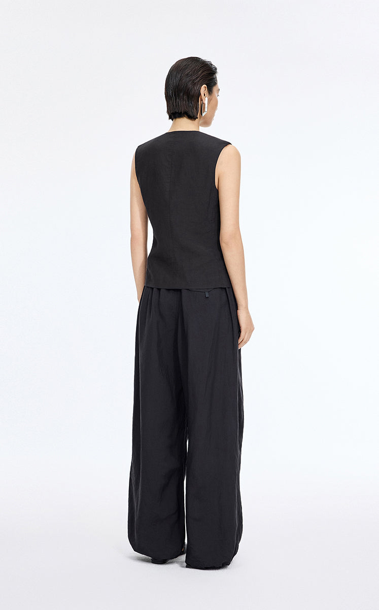 Vest / JNBY Textured Linen Blend Cropped Vest