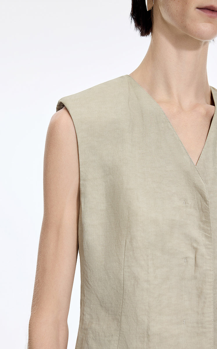 Vest / JNBY Textured Linen Blend Cropped Vest