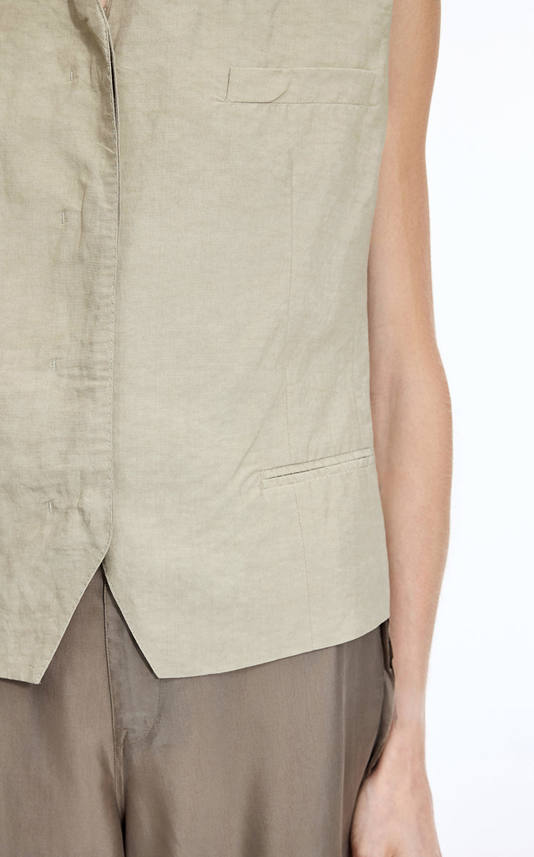 Vest / JNBY Textured Linen Blend Cropped Vest