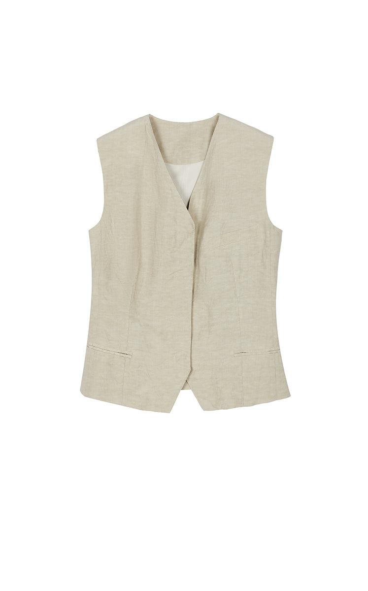 Vest / JNBY Textured Linen Blend Cropped Vest