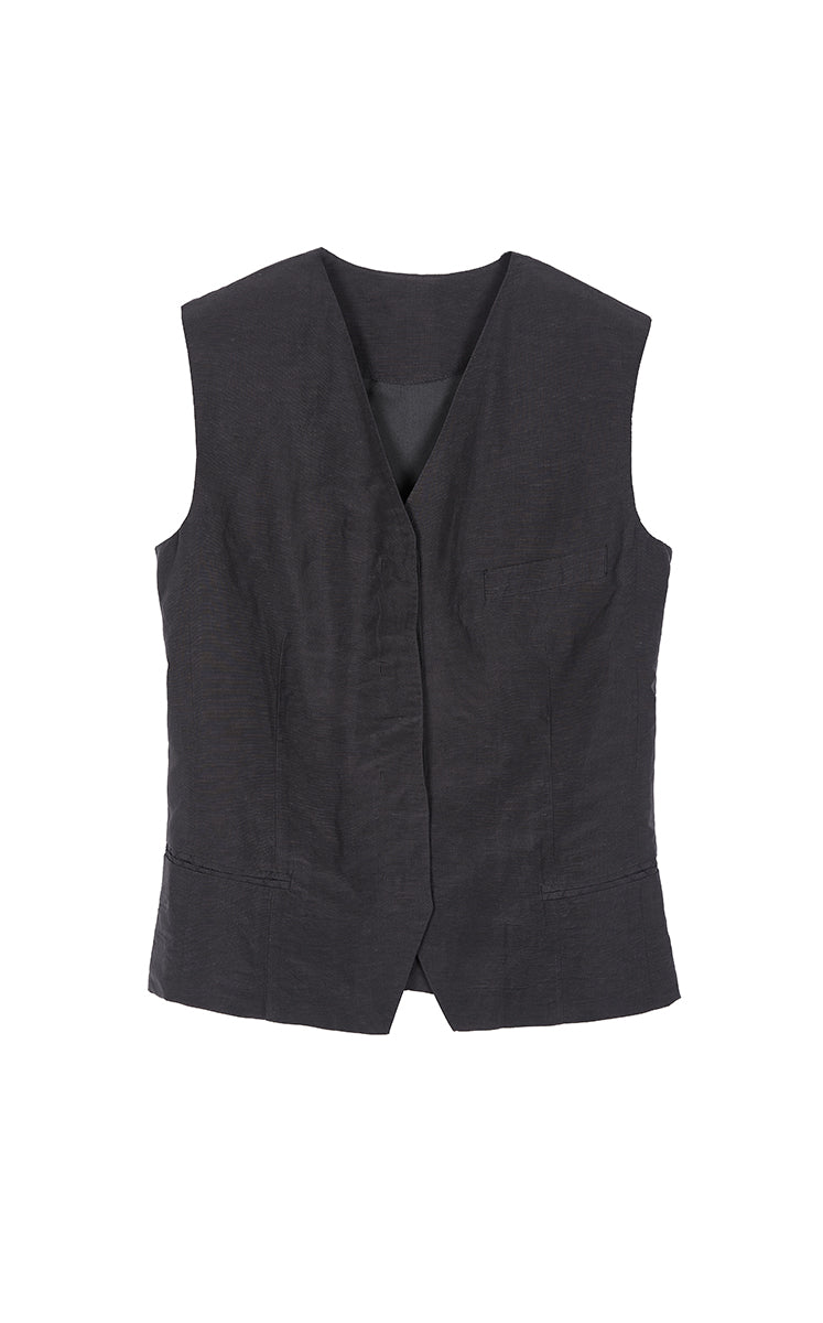 Vest / JNBY Textured Linen Blend Cropped Vest