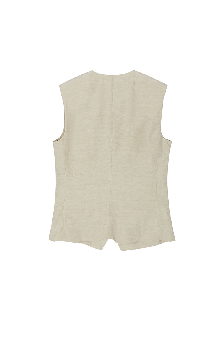 Vest / JNBY Textured Linen Blend Cropped Vest