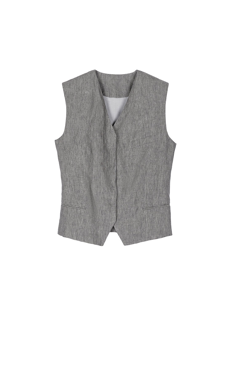 Vest / JNBY Textured Linen Blend Cropped Vest