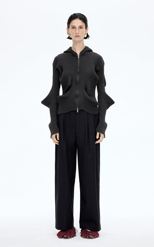 Sweater / JNBY Textured Stretch Longline Hooded Cardigan