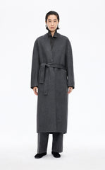 Coat / JNBY Collarless Longline Wool Double-Face Coat