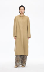 Coat / JNBY Collarless Longline Wool Double-Face Coat
