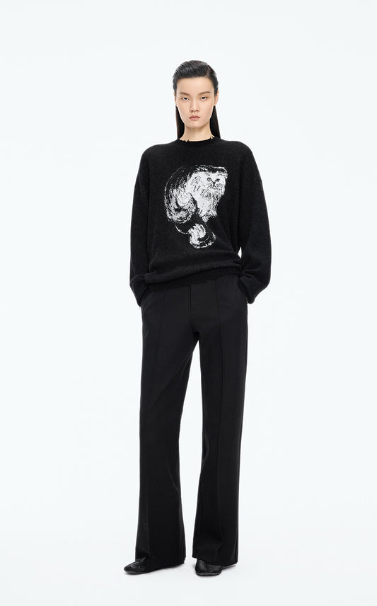 Sweater / JNBY Cat Motif Mohair Blend Pullover