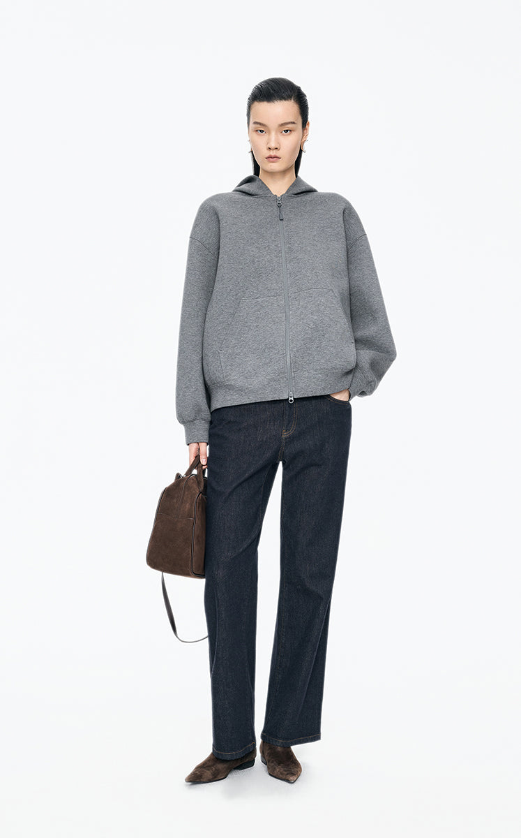 Sweatshirt / JNBY Oversized Cotton-Blend Zip-Up Hoodie