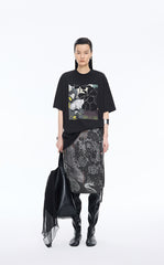 Skirt / JNBY Silk-Blend Printed Midi Skirt