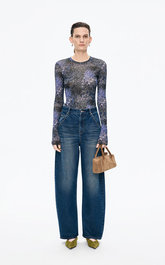 T-Shirt / JNBY Slim Fit Graphic Long Sleeve Tee