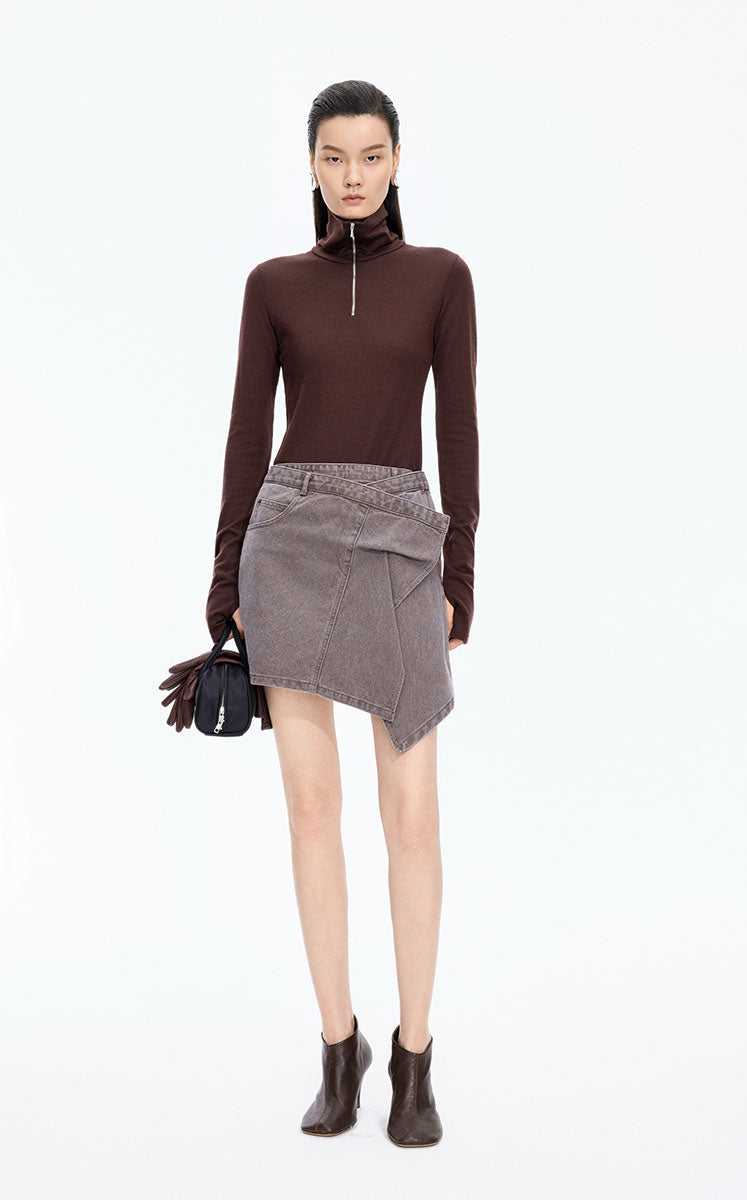 T-Shirt / JNBY Slim Fit Merino Wool Zip Neck Tee