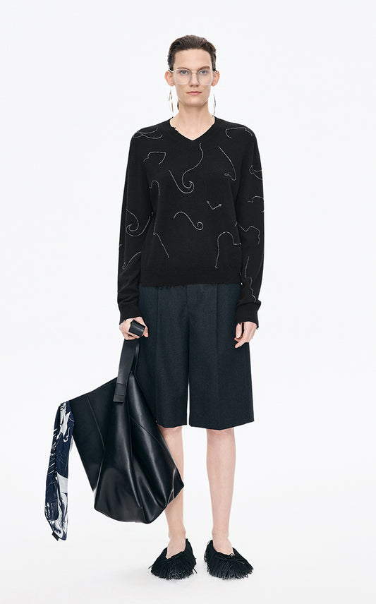 Sweater / JNBY V-Neck Cashmere Wool Sweater