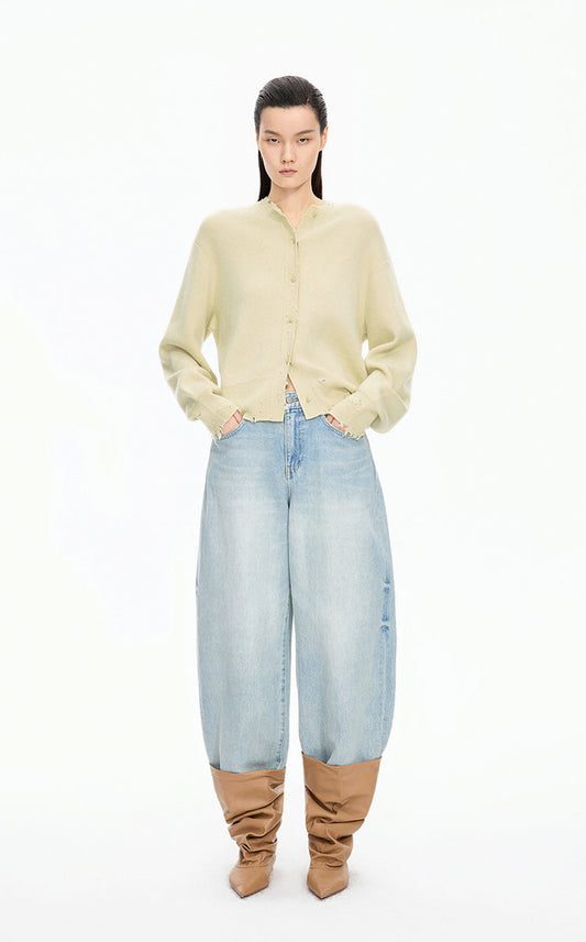 Sweater / JNBY Beaded Trim Cashmere-Wool Blend Cardigan