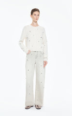 Sweater / JNBY Beaded Short Animal Fibers Cardigan