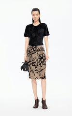 Skirt / JNBY A-Line Plant Flocked Midi Skirt