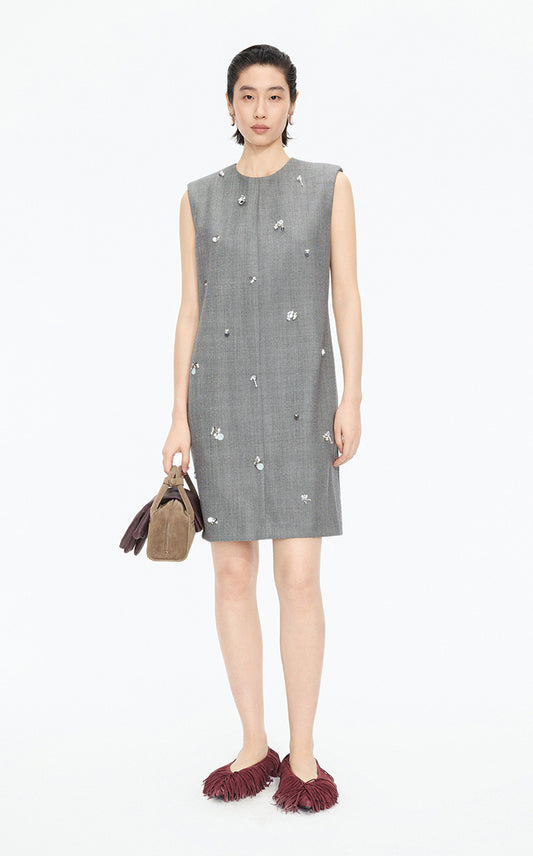 Dress / JNBY X-Line Beaded Wool Blend Dress