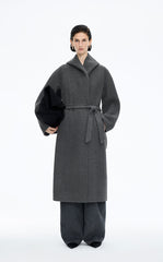 Coat / JNBY  Wool Cashmere Hooded Long Coat