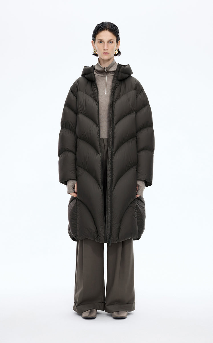 Down Coat / JNBY Oversized Long Hooded Down Coat