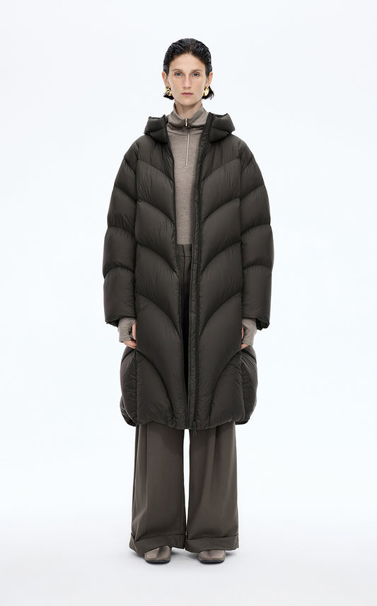 Down Coat / JNBY Oversized Long Hooded Down Coat