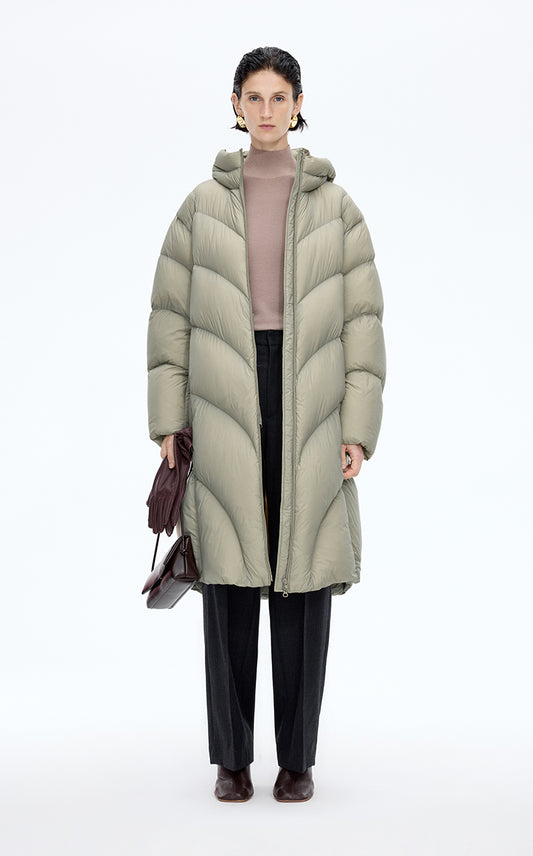 Down Coat / JNBY Oversized Long Hooded Down Coat