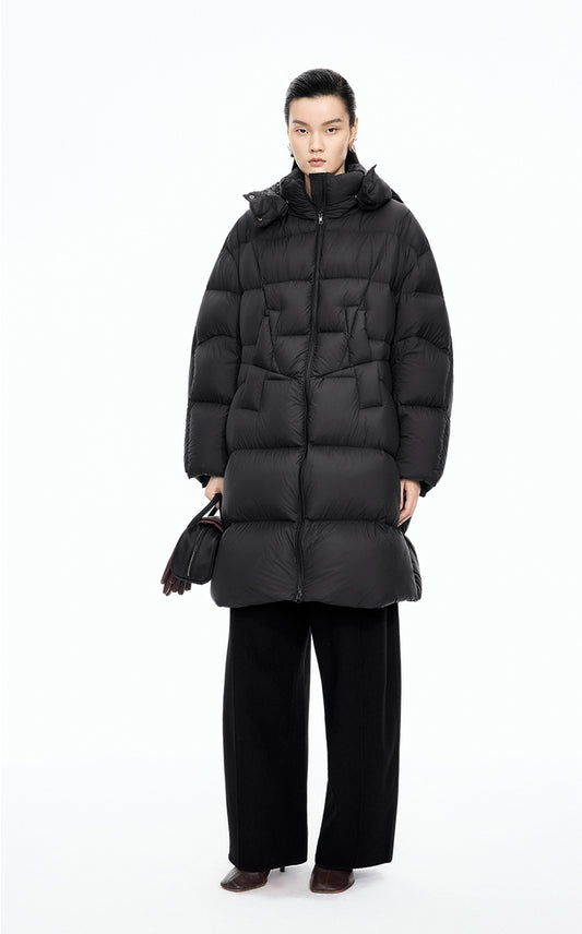 Down Coat / JNBY Deconstructed A-line Hooded Long Down Coat