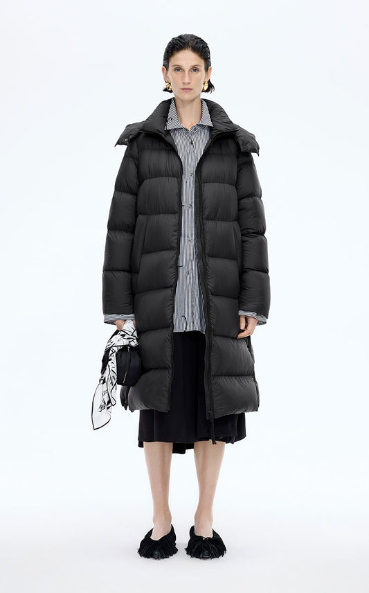 Down Coat / JNBY Long Hooded A-Line Down Coat