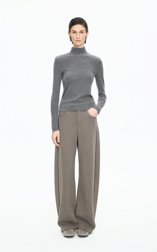 Sweater / JNBY Slim-Fit T-Neck Wool Blend Pullover