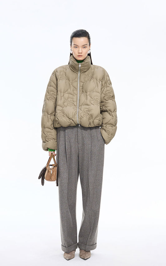 Down Coat / JNBY Quilted Stand Collar Short Down Coat