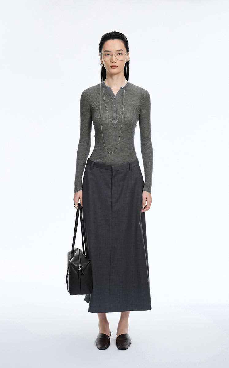 T-Shirt / JNBY Merino Ribbed Long Sleeve Tee